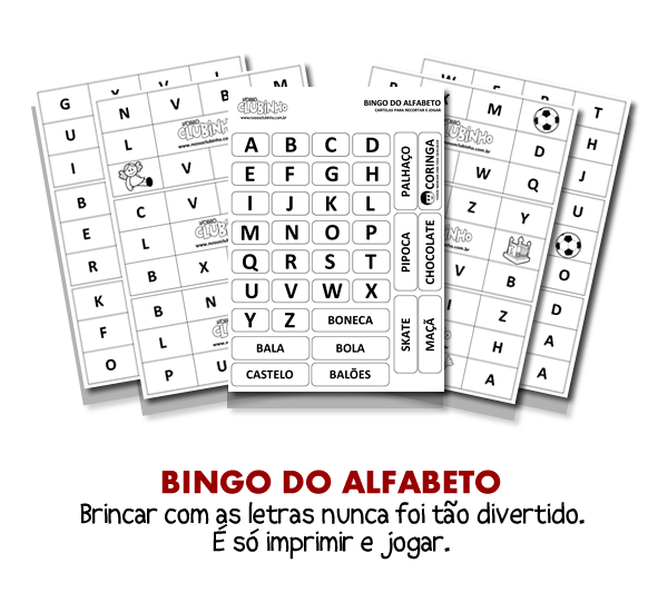 Bingo das letras do nome para trabalhar o alfabeto na Educação